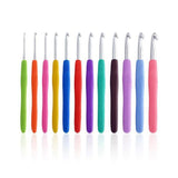 12PCS Crochet Hook Set Soft Grip Colourful Aluminium Knitting Needles 2mm to 8mm - Front View