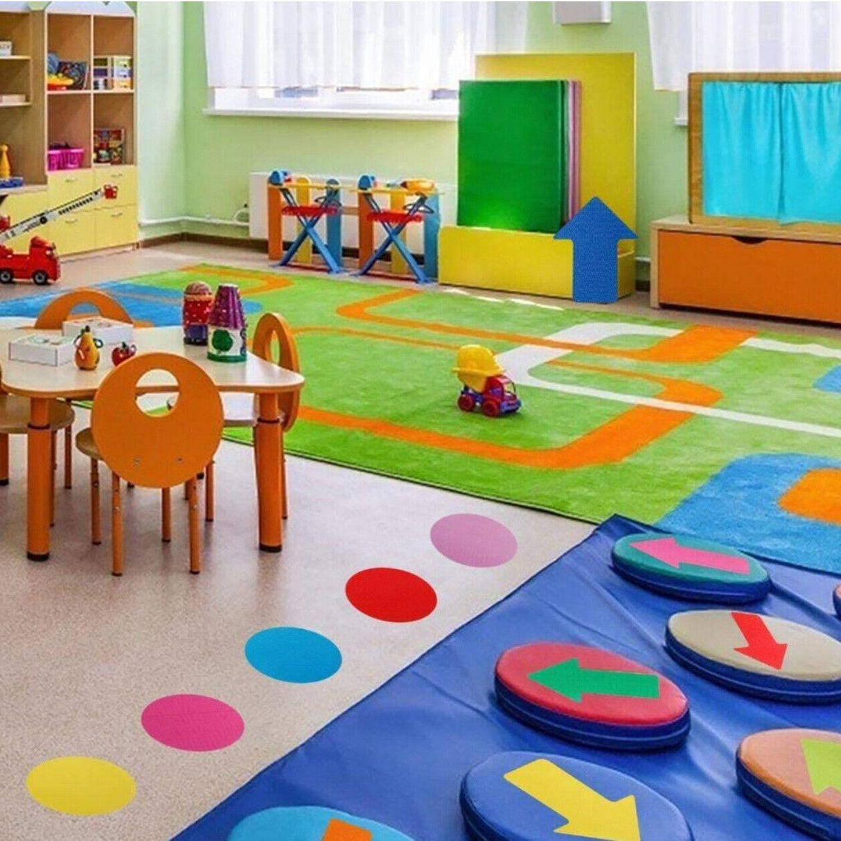 Classroom Sit Dots Carpet Spot Markers 30pcs Circles Stars Arrows Teaching Tool - Round