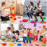 Classroom Sit Dots Carpet Spot Markers 30pcs Circles Stars Arrows Teaching Tool - Square - Close-Up Angle