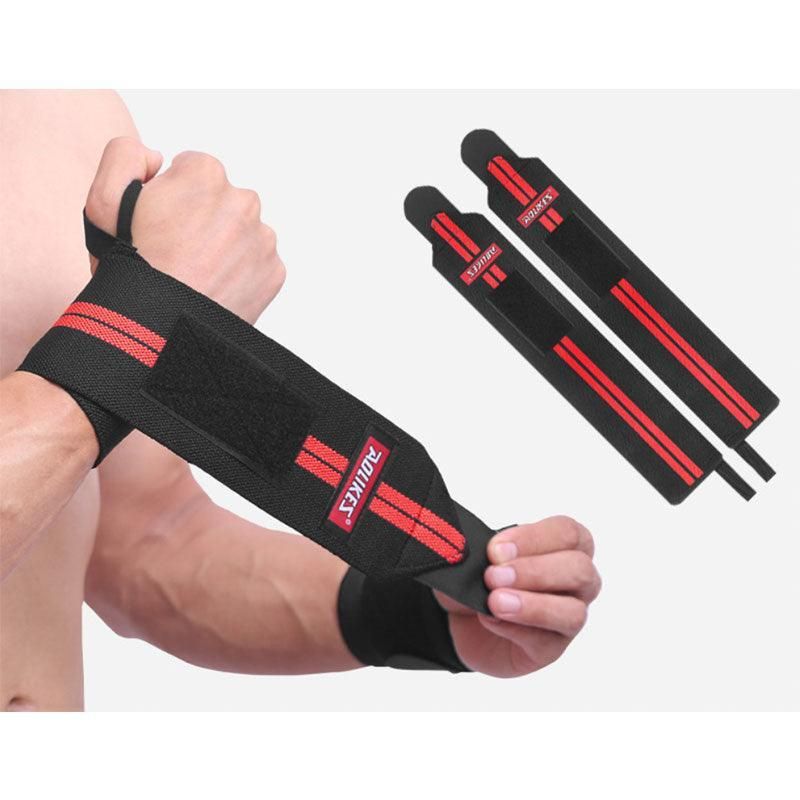 Aolikes Weight Lifting Gym Muscle Training Wrist Support Straps Wraps Hand - Black+Blue