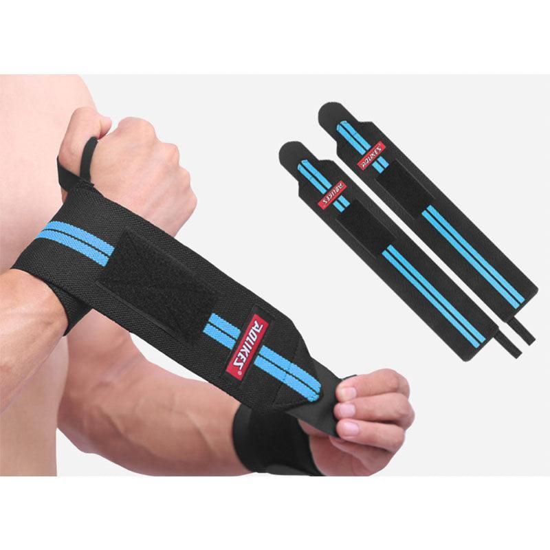 Aolikes Weight Lifting Gym Muscle Training Wrist Support Straps Wraps Hand - Black+Blue
