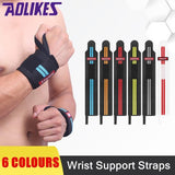 Aolikes Weight Lifting Gym Muscle Training Wrist Support Straps Wraps Hand - White+Red - Front View