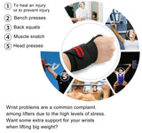 Aolikes Weight Lifting Gym Muscle Training Wrist Support Straps Wraps Hand - White+Red - Top-Down View