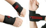 Aolikes Weight Lifting Gym Muscle Training Wrist Support Straps Wraps Hand - White+Red - Rear View