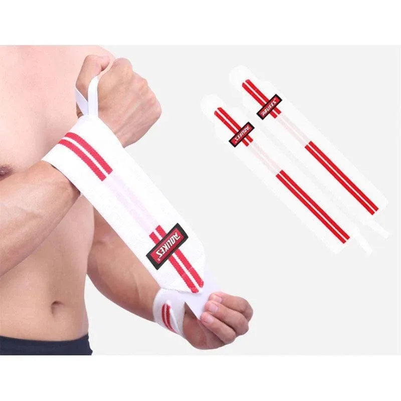 Aolikes Weight Lifting Gym Muscle Training Wrist Support Straps Wraps Hand - White+Red
