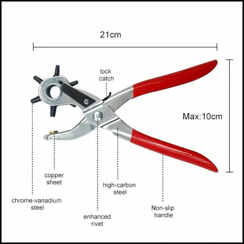 Rotating Leather Hole Punch Plier 2-4.5mm 6 Size for Belt Strap Card Craft