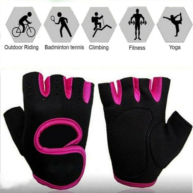 M Size Sports Gloves Weight Lifting Exercise Training Workout Bike Riding Men Women - Black+Purple