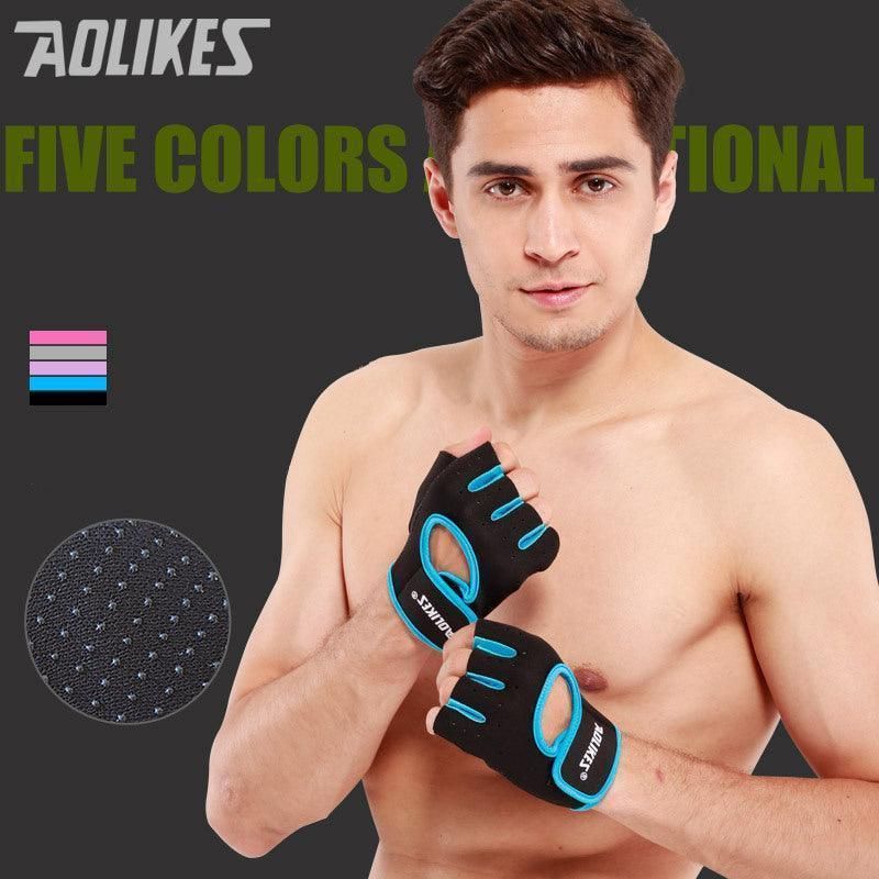 M Size Sports Gloves Weight Lifting Exercise Training Workout Bike Riding Men Women - Black+Pink