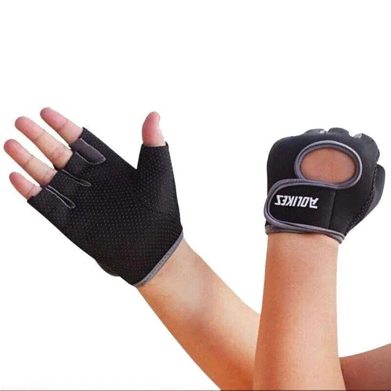 M Size Sports Gloves Weight Lifting Exercise Training Workout Bike Riding Men Women - Black+Pink