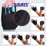 S Size Sports Gloves Weight Lifting Exercise Training Workout Bike Riding Men Women - Black+Grey - Top-Down View