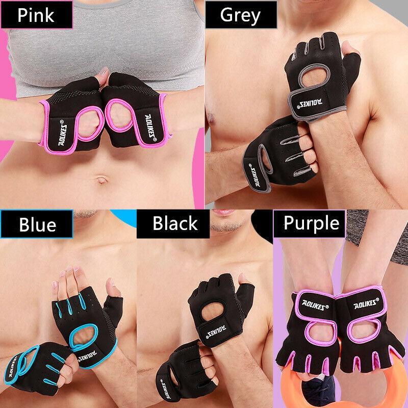 L Size Aolikes Sports Gloves Weight Lifting Exercise Training Workout Bike Riding - Black