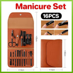 16PCS Stainless Steel Manicure Pedicure Set Nail Clippers Grooming Kit with Case
