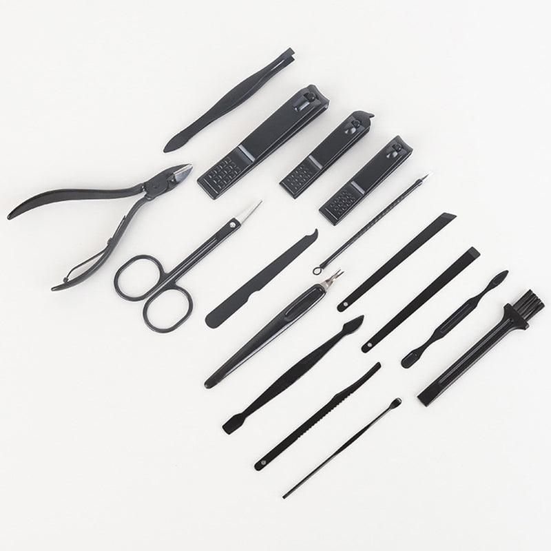 16PCS Stainless Steel Manicure Pedicure Set Nail Clippers Grooming Kit with Case