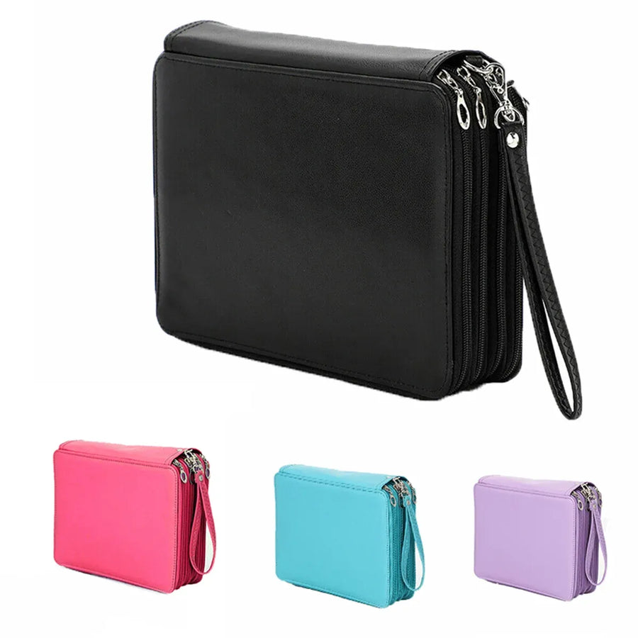 168 Slots Large Capacity Pencil Case Foldable Pen Bag Make Up Storage Organizer - Purple