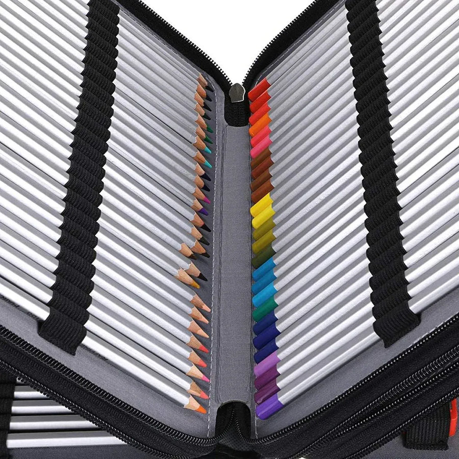 168 Slots Large Capacity Pencil Case Foldable Pen Bag Make Up Storage Organizer - Purple