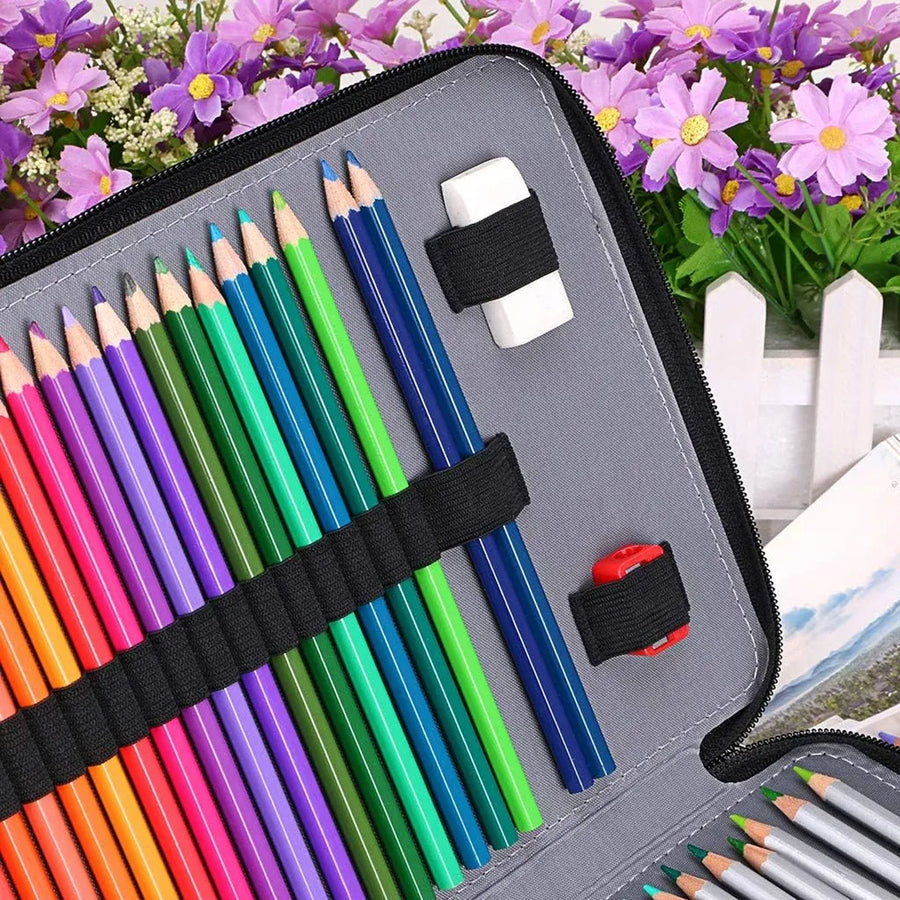 168 Slots Large Capacity Pencil Case Foldable Pen Bag Make Up Storage Organizer - Purple