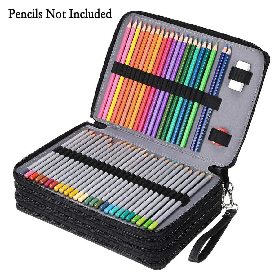 168 Slots Large Capacity Pencil Case Foldable Pen Bag Make Up Storage Organizer - Purple