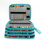 168 Slots Large Capacity Pencil Case Foldable Pen Bag Make Up Storage Organizer - Rose Red