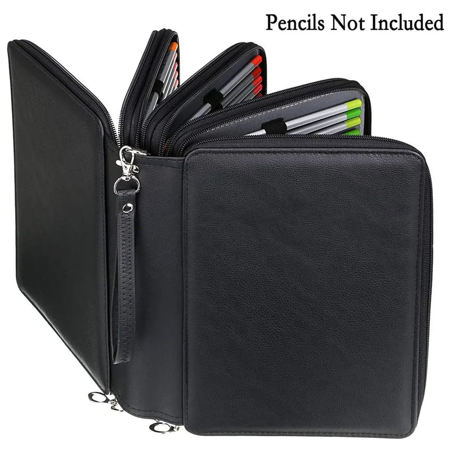 168 Slots Large Capacity Pencil Case Foldable Pen Bag Make Up Storage Organizer - Rose Red