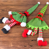 4X Christmas Bottle Covers Gift Holder Bags Red Wine Clothes Dot Decoration Bag - Top-Down View