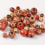 200Pcs Mixed Large Hole Boho Wooden Beads For Macrame European Charms Diy Crafts - Top-Down View