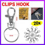 20X Swivel Lobster Clasp Clips Hook Alloy Key Ring Split Keychain Durable