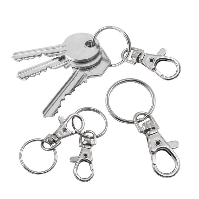 20X Swivel Lobster Clasp Clips Hook Alloy Key Ring Split Keychain Durable