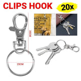 20X Swivel Lobster Clasp Clips Hook Alloy Key Ring Split Keychain Durable