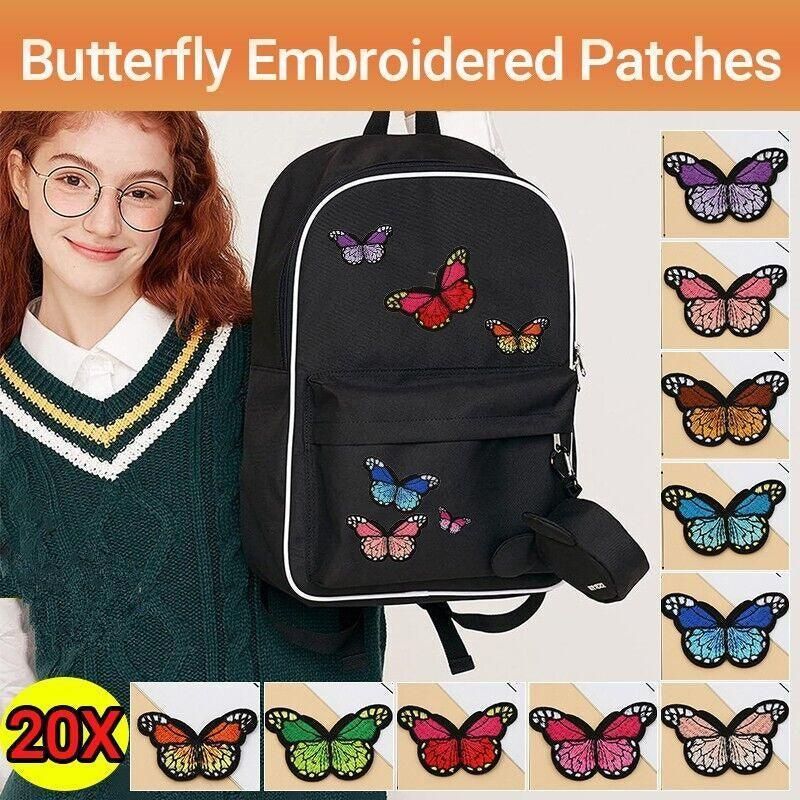 20Pcs Colourful Butterfly Applique Lace Trims Sewing Embroidery Craft Patch Sew