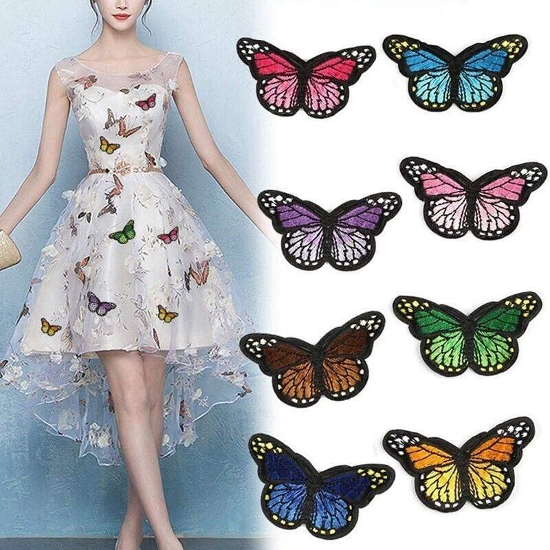 20Pcs Colourful Butterfly Applique Lace Trims Sewing Embroidery Craft Patch Sew
