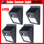 4Pcs 20 Led Solar Powered Pir Motion Sensor Light Garden Outdoor Security Lights