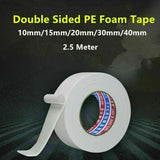 Double Sided White Pe Foam Sticky Tape Mounting Diy Craft Strong Adhesive 2.5M