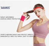 Sport Cotton Wristband Wrist Band Sweatband Sweat Training Tennis Gym Yoga - Yellow - Top-Down View