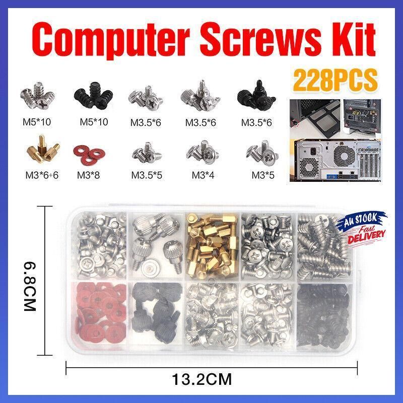 228Pcs Computer Pc Screws Kit Case Motherboard For Cd-Rom Hard Disk Repair Tool