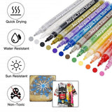 Flysea 12-80 Colours Acrylic Paint Pens Painting Stone Ceramic Glass Marker2-3Mm - 24-Colour Set - 45-Degree Angle