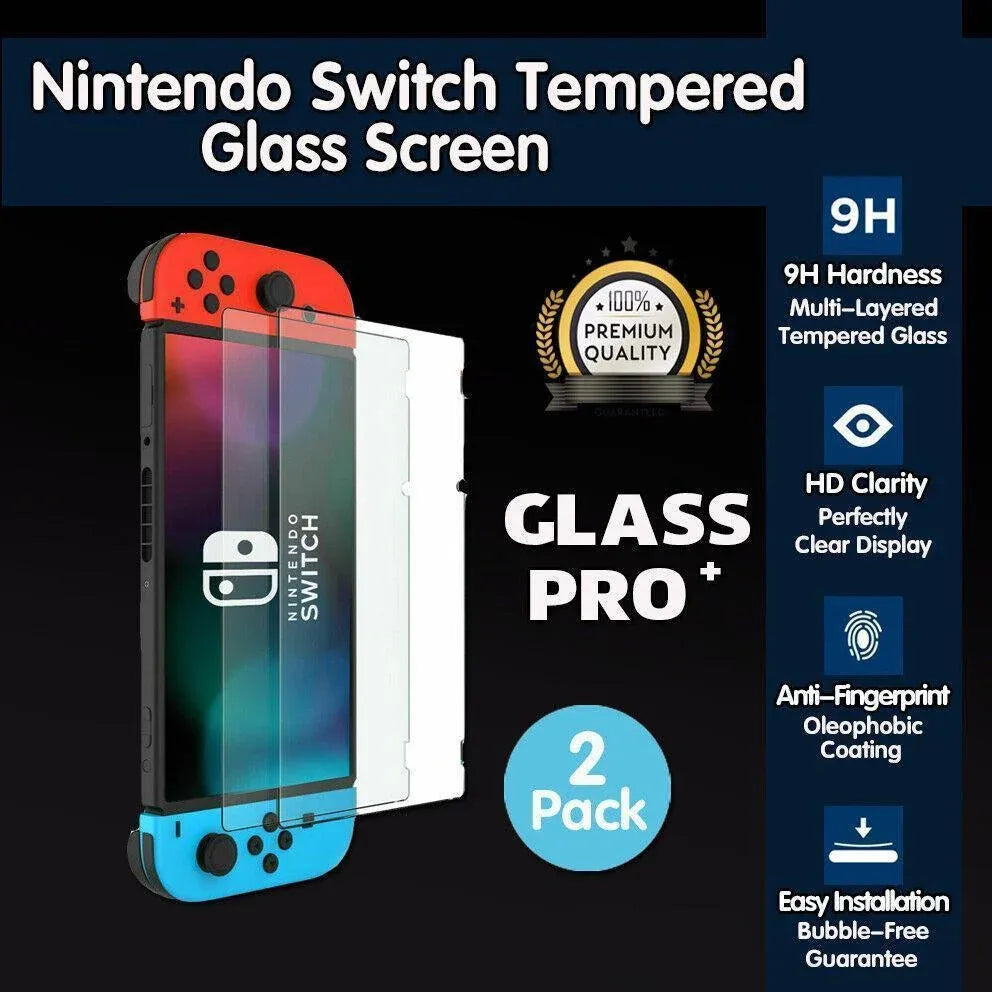 2X For Nintendo Switch Screen Protector 9H Full Cover Tempered Glass Au Stock