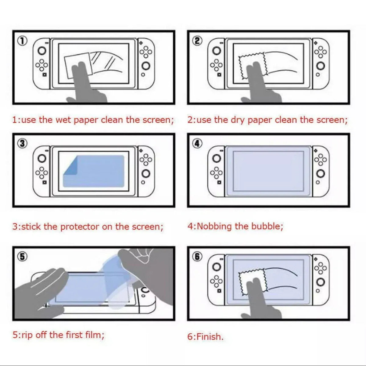 2X For Nintendo Switch Screen Protector 9H Full Cover Tempered Glass Au Stock