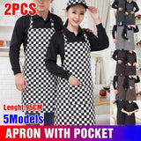 Apron with Pocket 2Pcs Chef Butcher Kitchen Cooking Baking Restaurant Wear - Black