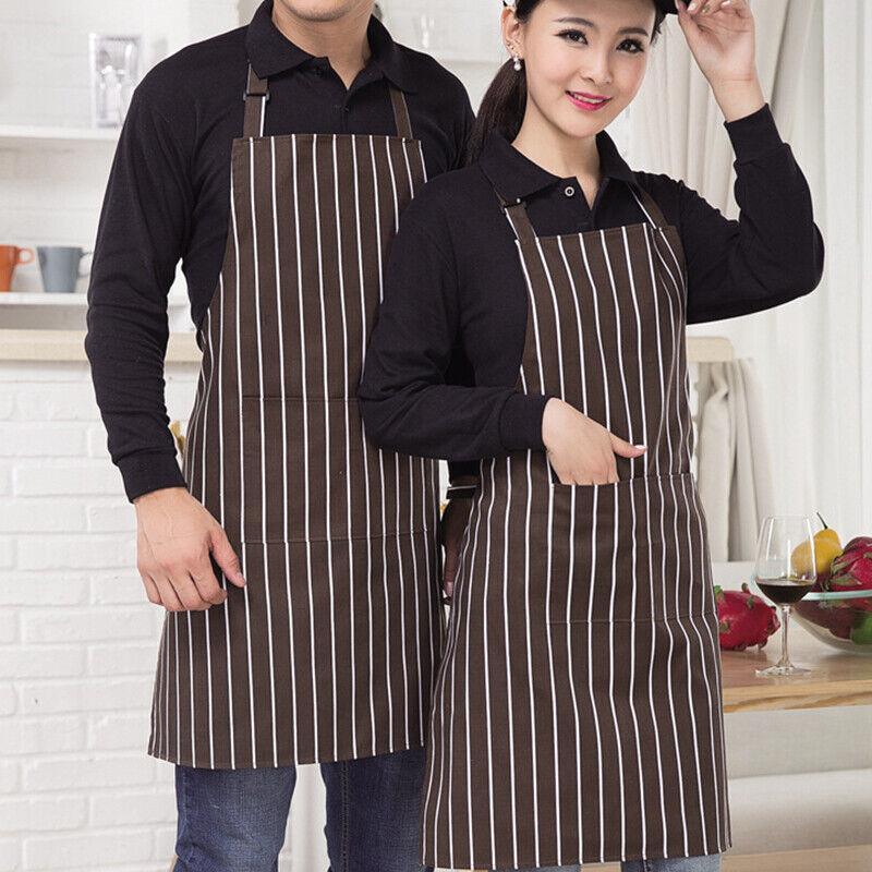 Apron with Pocket 2Pcs Chef Butcher Kitchen Cooking Baking Restaurant Wear - Black