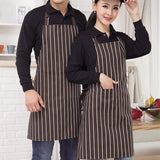 Apron with Pocket 2Pcs Chef Butcher Kitchen Cooking Baking Restaurant Wear - Black White Plaid - Side View