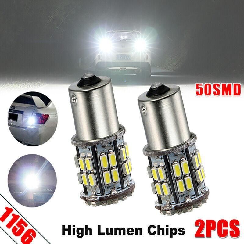 2X Ba15S 50 Smd Led - Bright White 1156 Brake Reverse Light Bulb Globe Lamp 12V