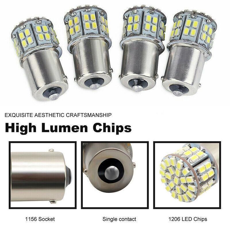2X Ba15S 50 Smd Led - Bright White 1156 Brake Reverse Light Bulb Globe Lamp 12V