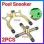 2PCS Pool Snooker Billiard Table Cue Rest Cross And Spider Jigger Brass Set