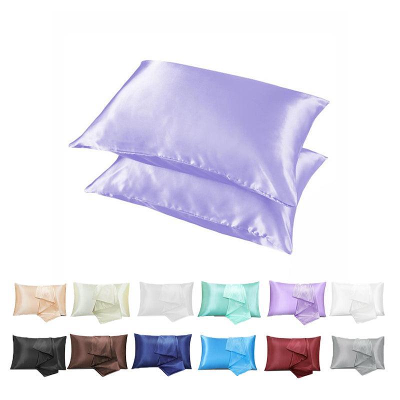 2 Pack Satin Pillowcases Luxury Soft Cushion Covers Bedroom Home Decor - Light Blue