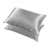 2 Pack Satin Pillowcases Luxury Soft Cushion Covers Bedroom Home Decor - Light Purple - Low Angle