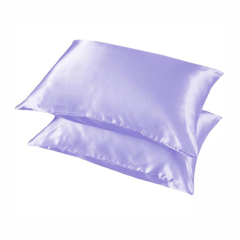 2 Pack Satin Pillowcases Luxury Soft Cushion Covers Bedroom Home Decor - Light Purple