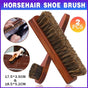 2X Horsehair Shoe Brush Wood Handle Leather Boots Daubers Applicators Cleaning
