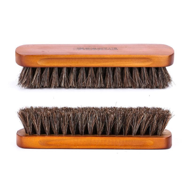 2X Horsehair Shoe Brush Wood Handle Leather Boots Daubers Applicators Cleaning