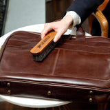 2X Horsehair Shoe Brush Wood Handle Leather Boots Daubers Applicators Cleaning - 45-Degree Angle