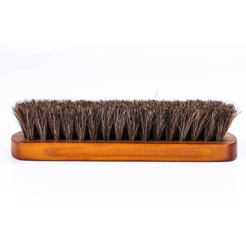 2X Horsehair Shoe Brush Wood Handle Leather Boots Daubers Applicators Cleaning